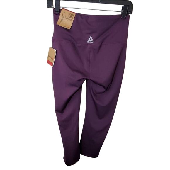 REEBOK logo blackberry wine high rise active athletic leggings size small NEW!!! - Picture 2 of 6